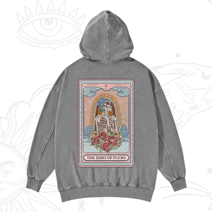 Purplehecate The Zero Of Fucks Tarot Card Washed Hoodie