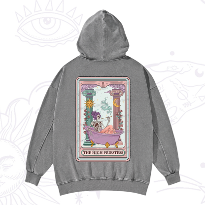Purplehecate The Noble High Priestess Tarot Card Washed Hoodie