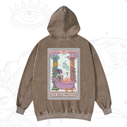 Purplehecate The Noble High Priestess Tarot Card Washed Hoodie