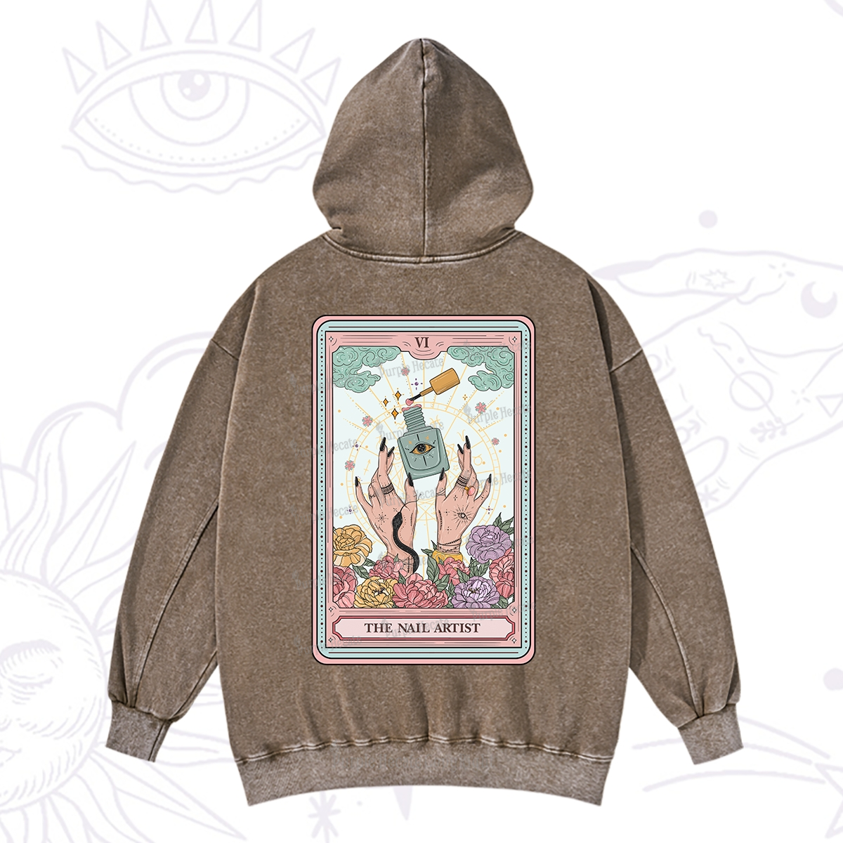 Purplehecate The Nail Artist Life Tarot Washed Hoodie