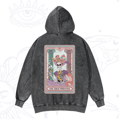Purplehecate The High Priestess Skeleton Tarot Washed Hoodie