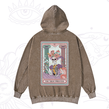 Purplehecate The High Priestess Skeleton Tarot Washed Hoodie
