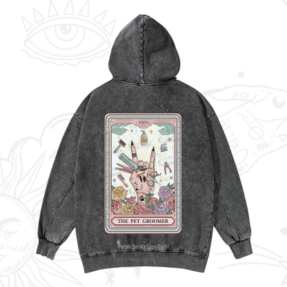 Purplehecate The Pet Groomer Tarot Card Washed Hoodie