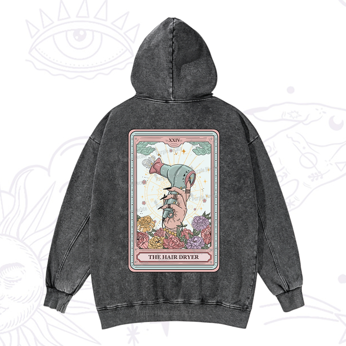 Purplehecate The Hair Dryer Life Tarot Washed Hoodie