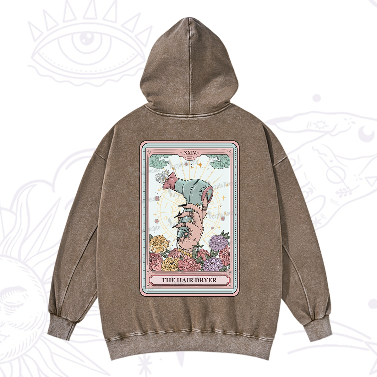 Purplehecate The Hair Dryer Life Tarot Washed Hoodie