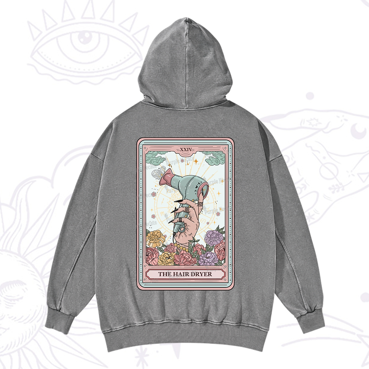 Purplehecate The Hair Dryer Life Tarot Washed Hoodie