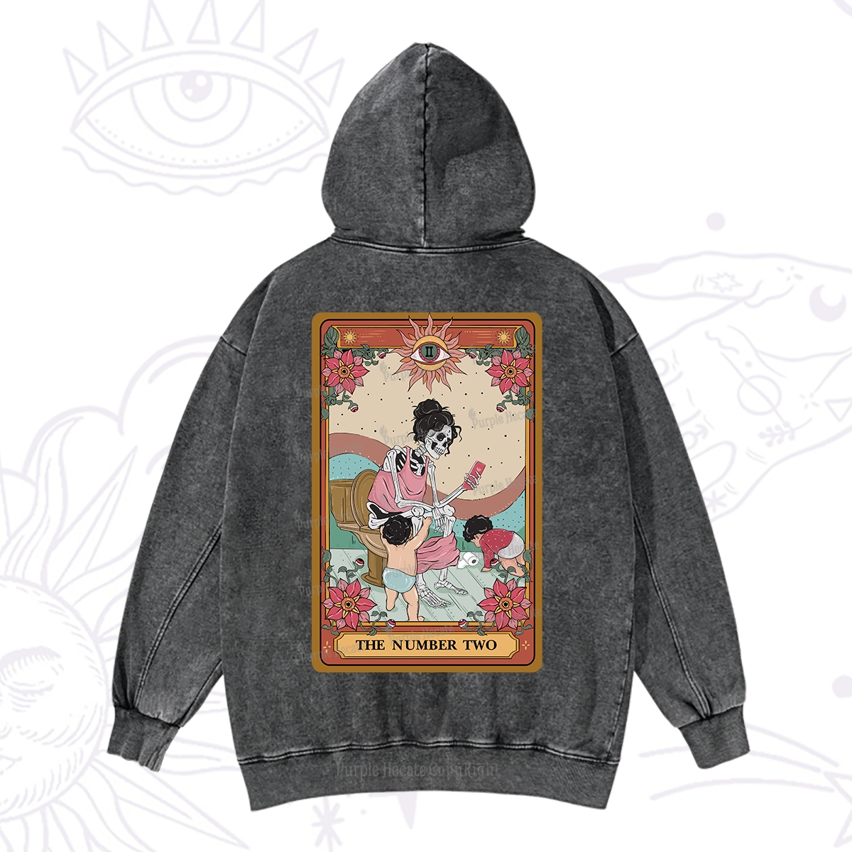 Purplehecate The Number Two Tarot Washed Hoodie