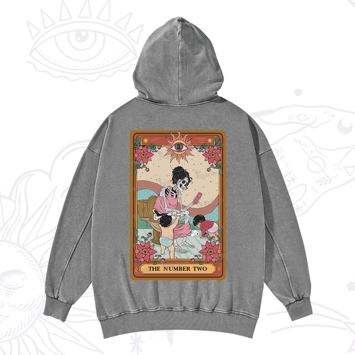Purplehecate The Number Two Tarot Washed Hoodie