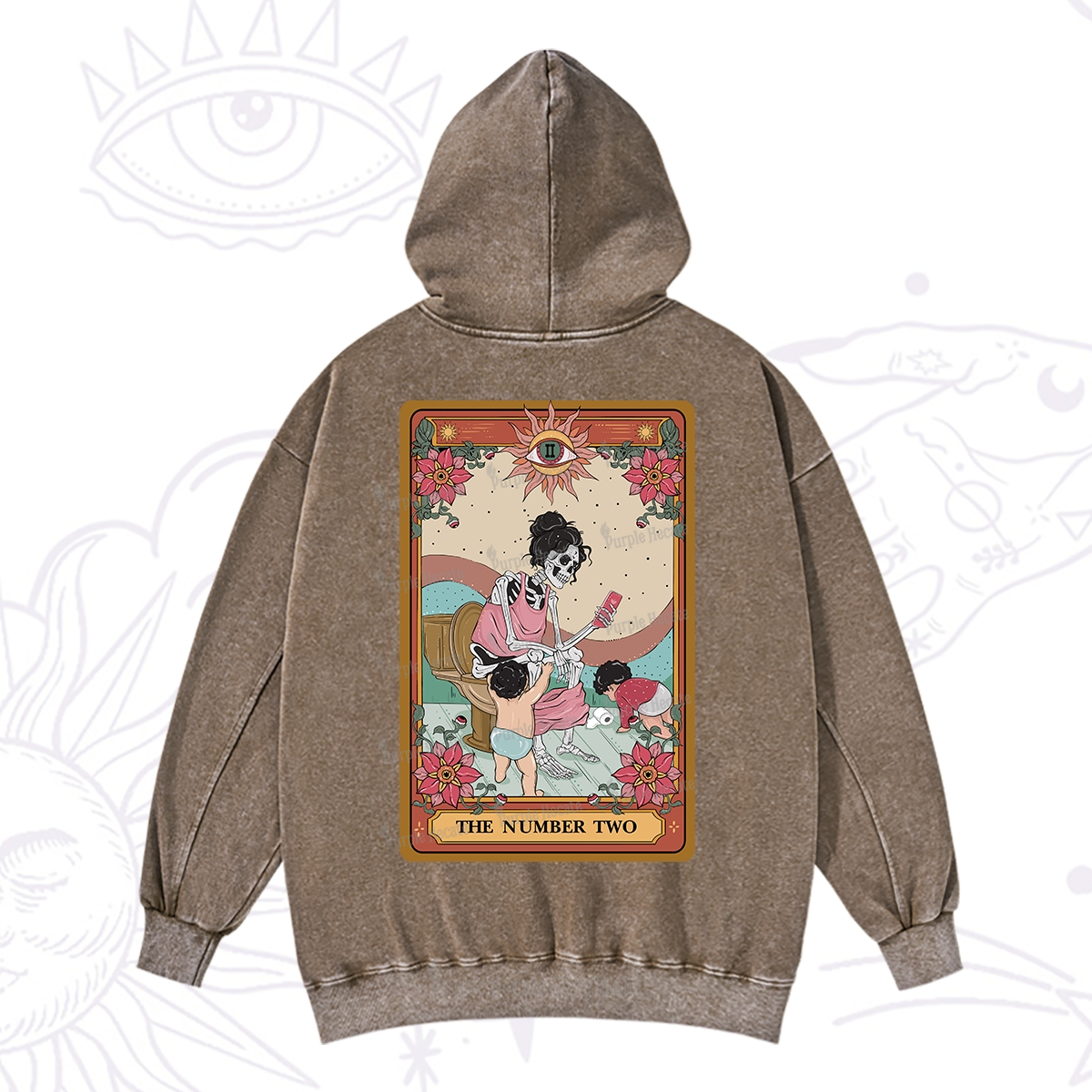 Purplehecate The Number Two Tarot Washed Hoodie