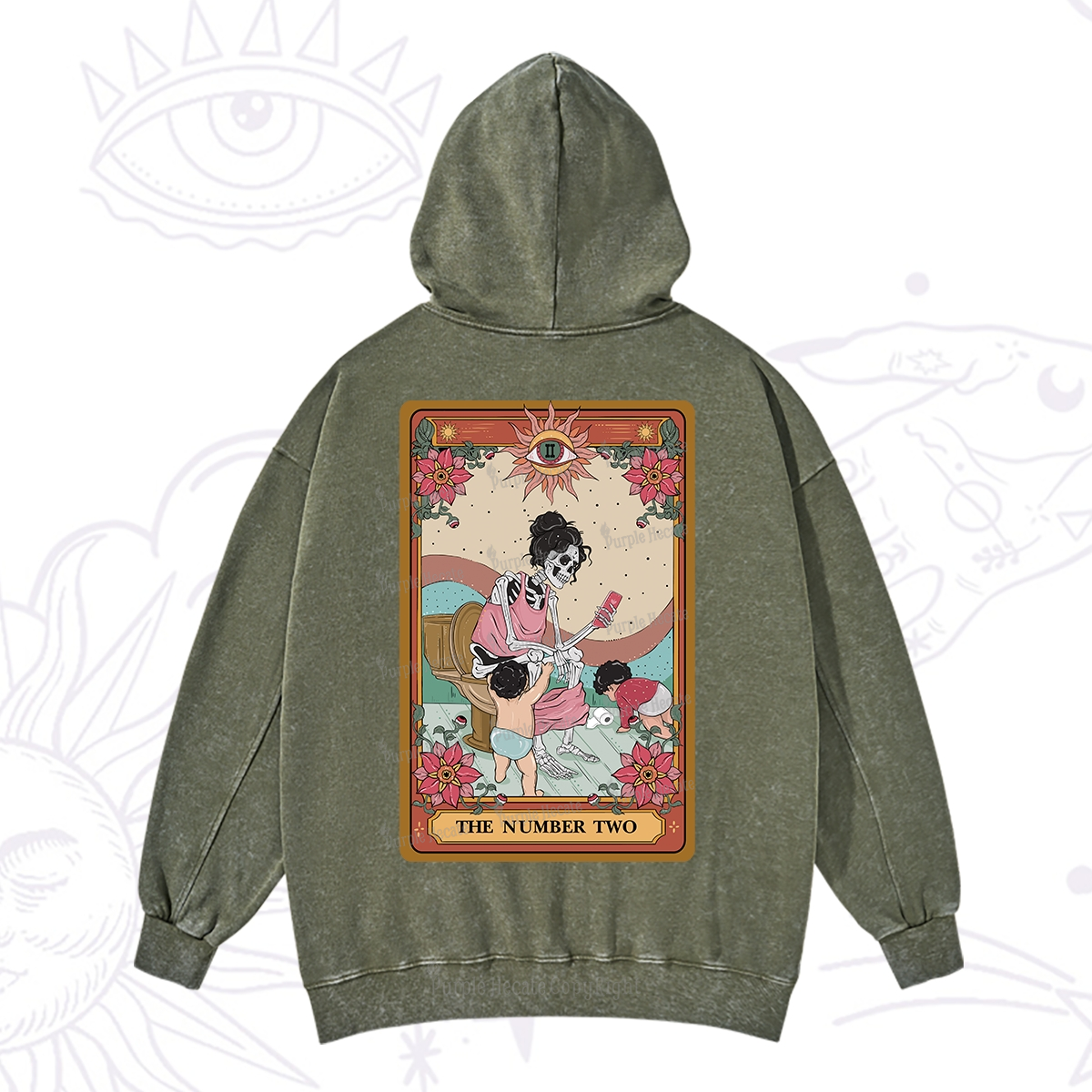Purplehecate The Number Two Tarot Washed Hoodie