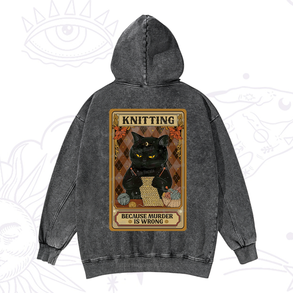 Purplehecate Knitting Because Murder Is Wrong Washed Hoodie