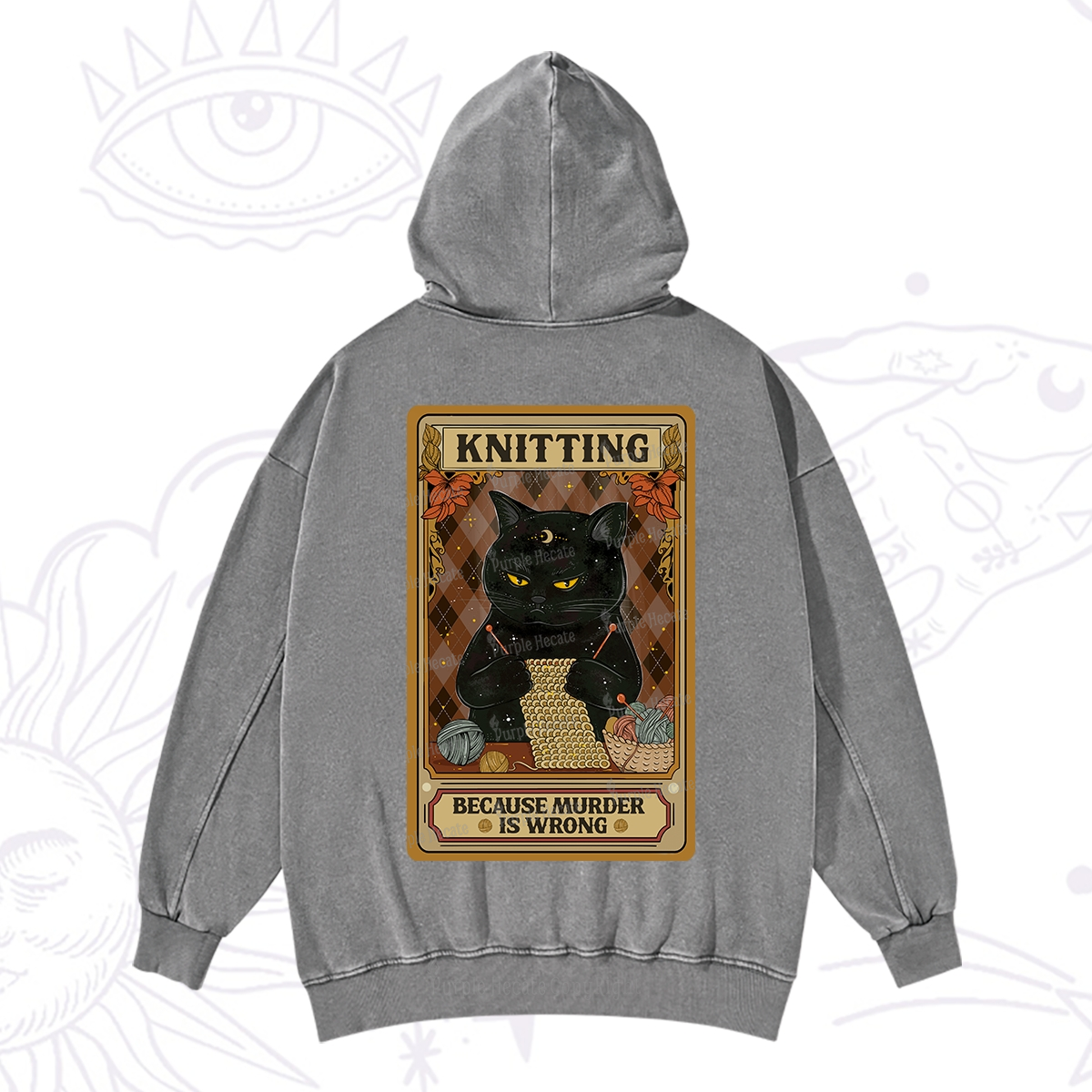 Purplehecate Knitting Because Murder Is Wrong Washed Hoodie