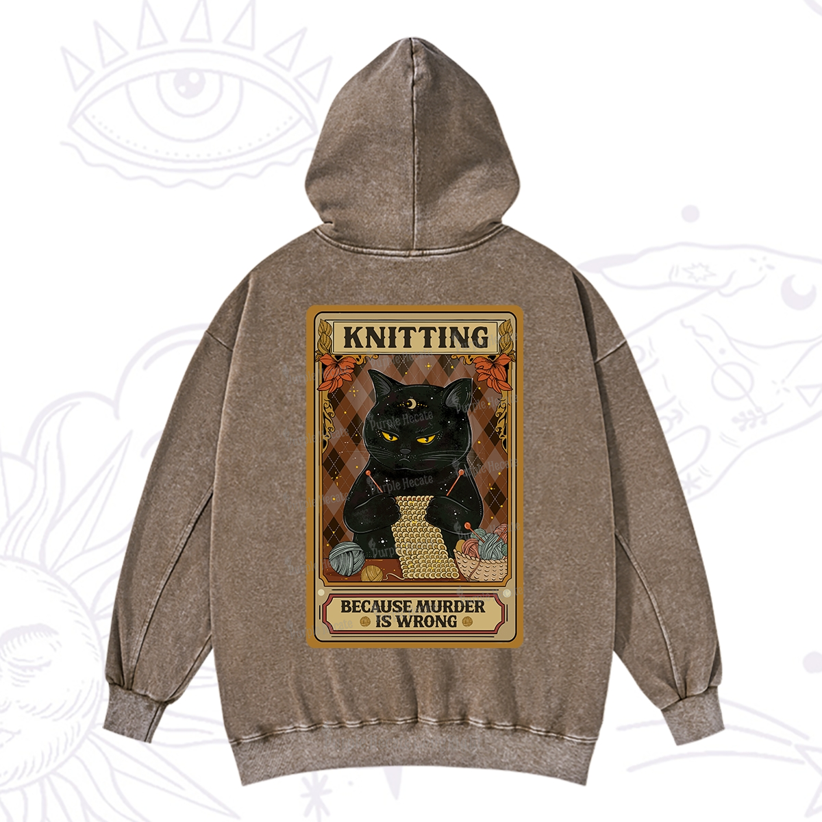 Purplehecate Knitting Because Murder Is Wrong Washed Hoodie