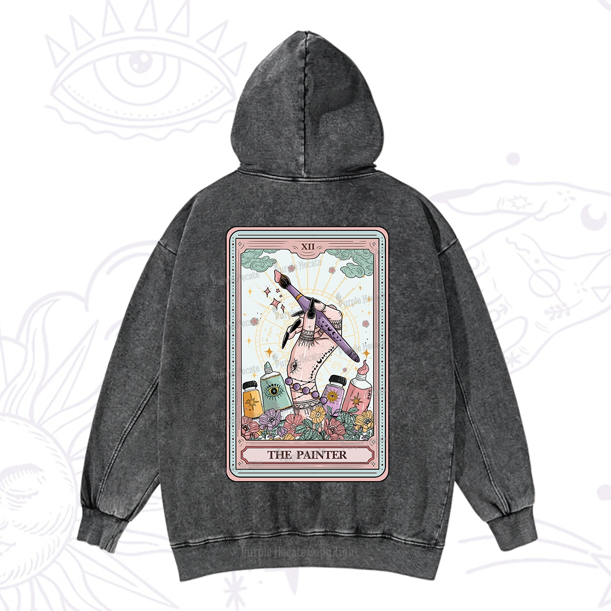 Purplehecate The Painter Tarot Washed Hoodie