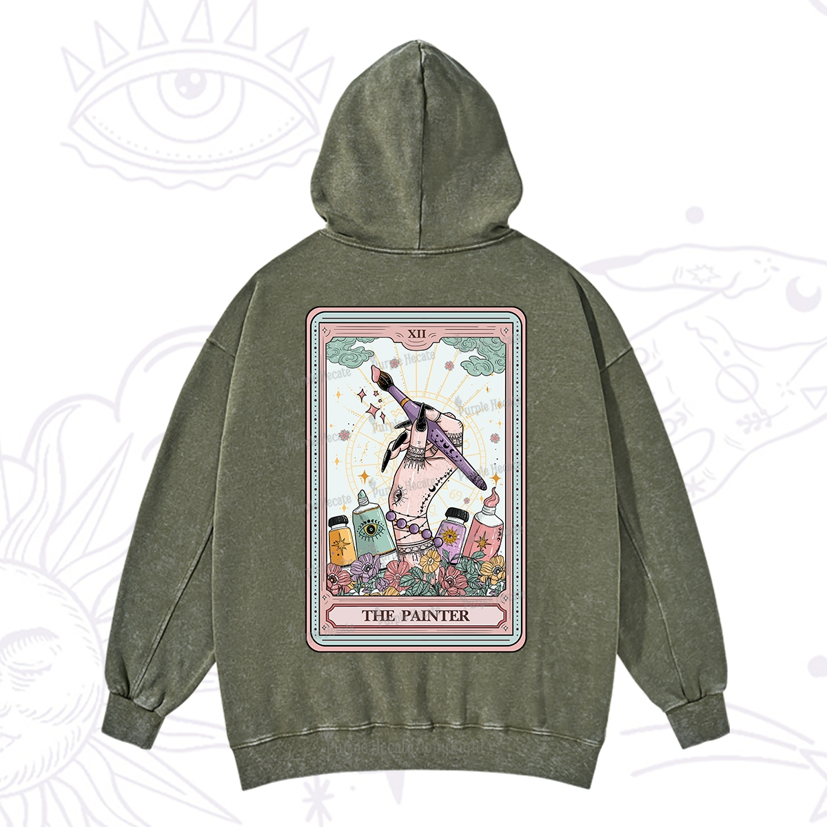 Purplehecate The Painter Tarot Washed Hoodie
