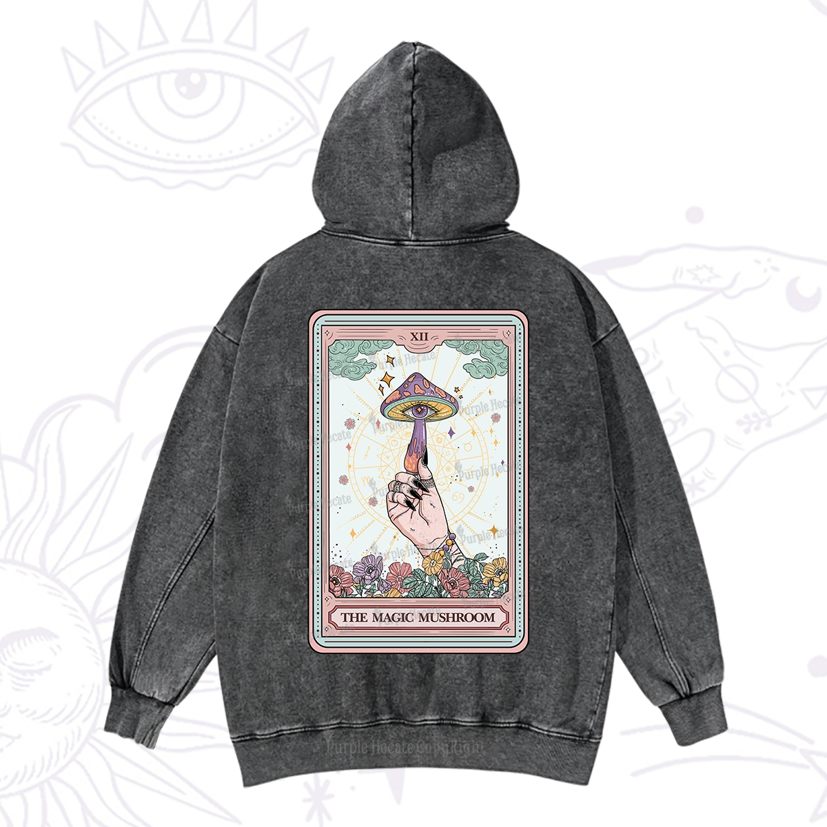Purplehecate The Magic Murshroom Tarot Washed Hoodie