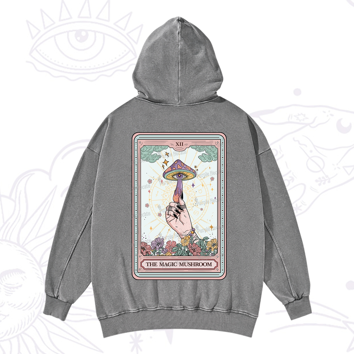 Purplehecate The Magic Murshroom Tarot Washed Hoodie