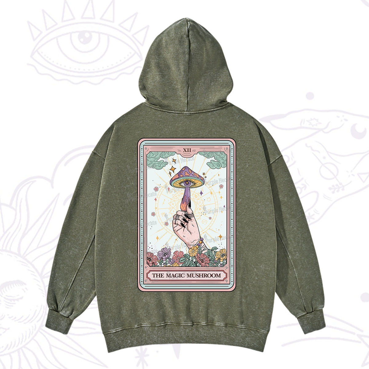 Purplehecate The Magic Murshroom Tarot Washed Hoodie