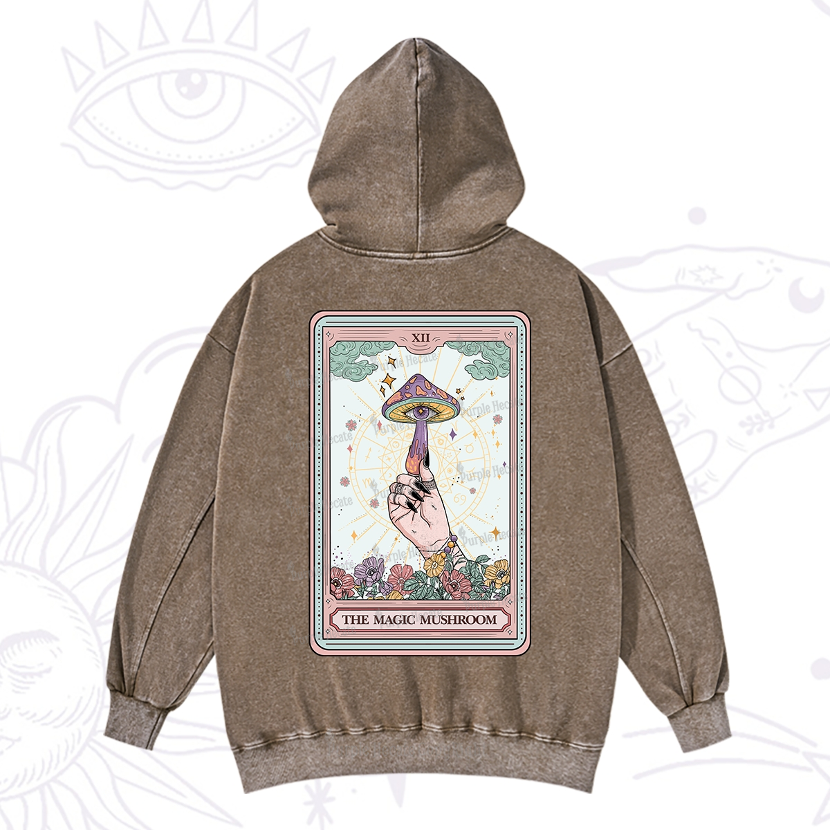 Purplehecate The Magic Murshroom Tarot Washed Hoodie