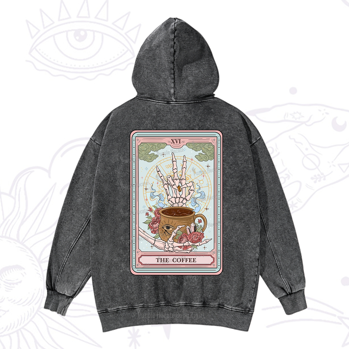Purplehecate The Coffee Tarot Washed Hoodie
