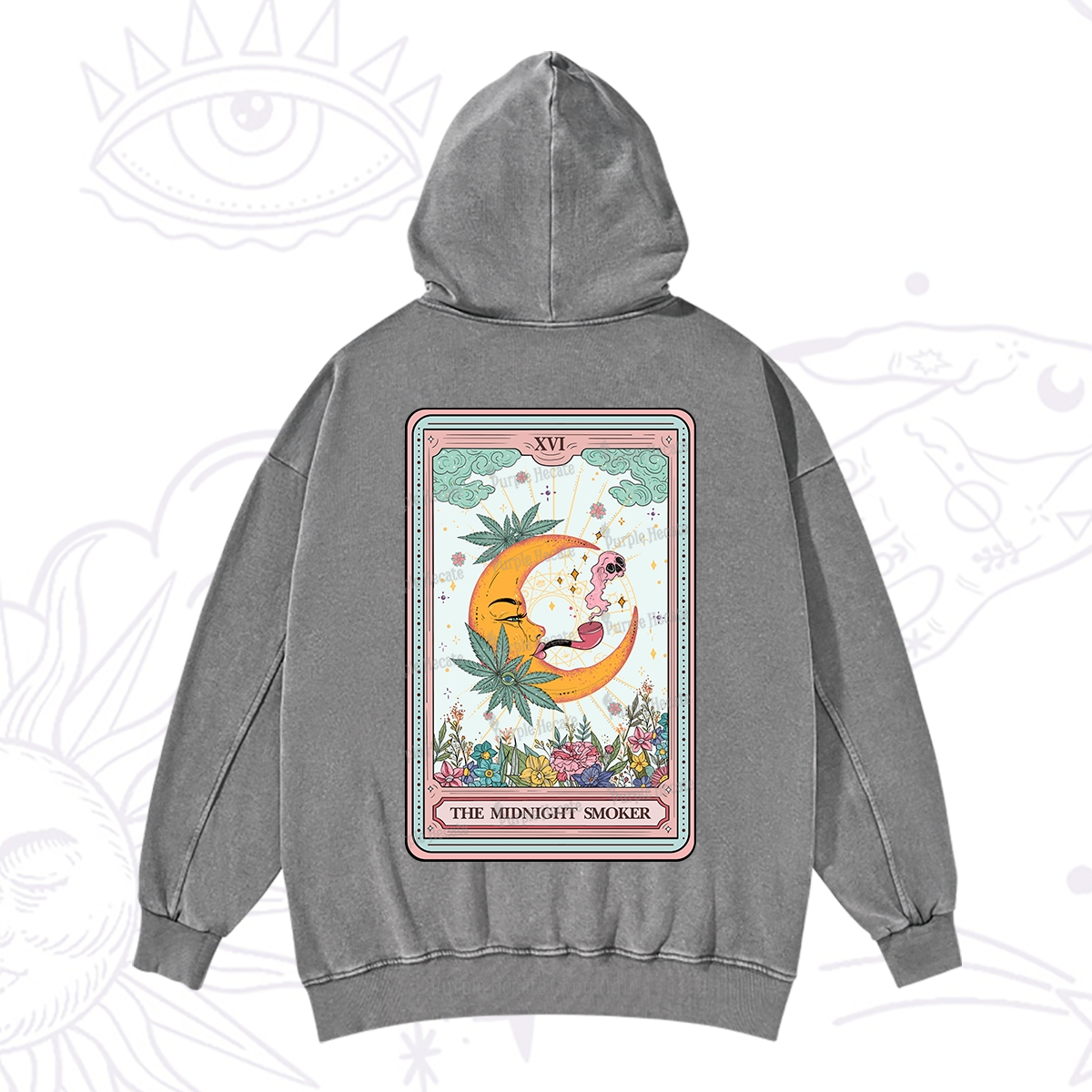 Purplehecate The Midnight Smoker Tarot Washed Hoodie