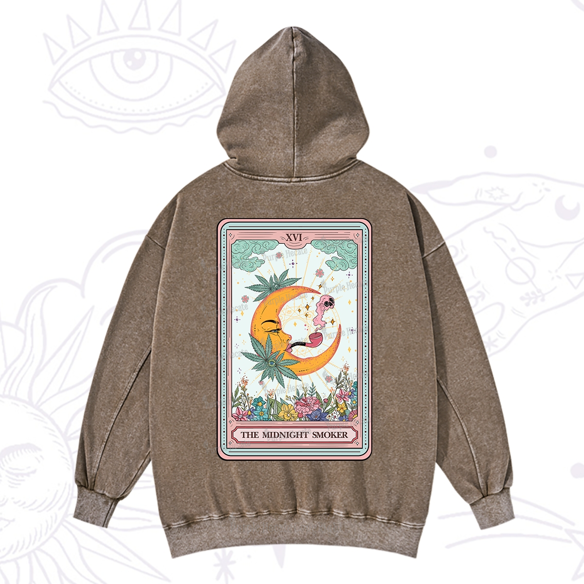 Purplehecate The Midnight Smoker Tarot Washed Hoodie