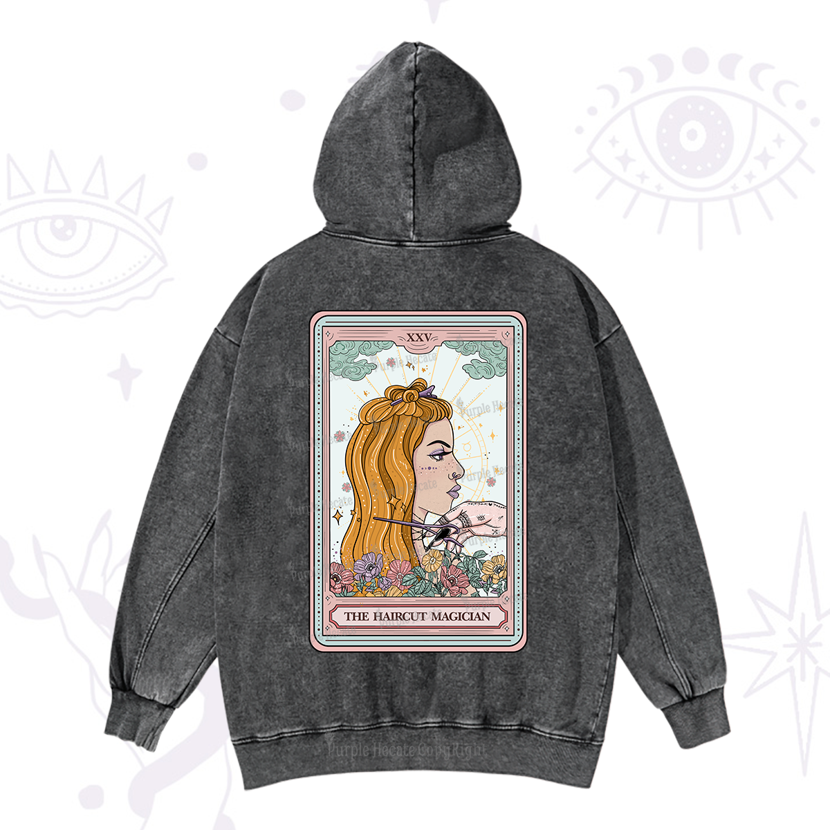 Purplehecate The Haircut Magician Tarot Washed Hoodie
