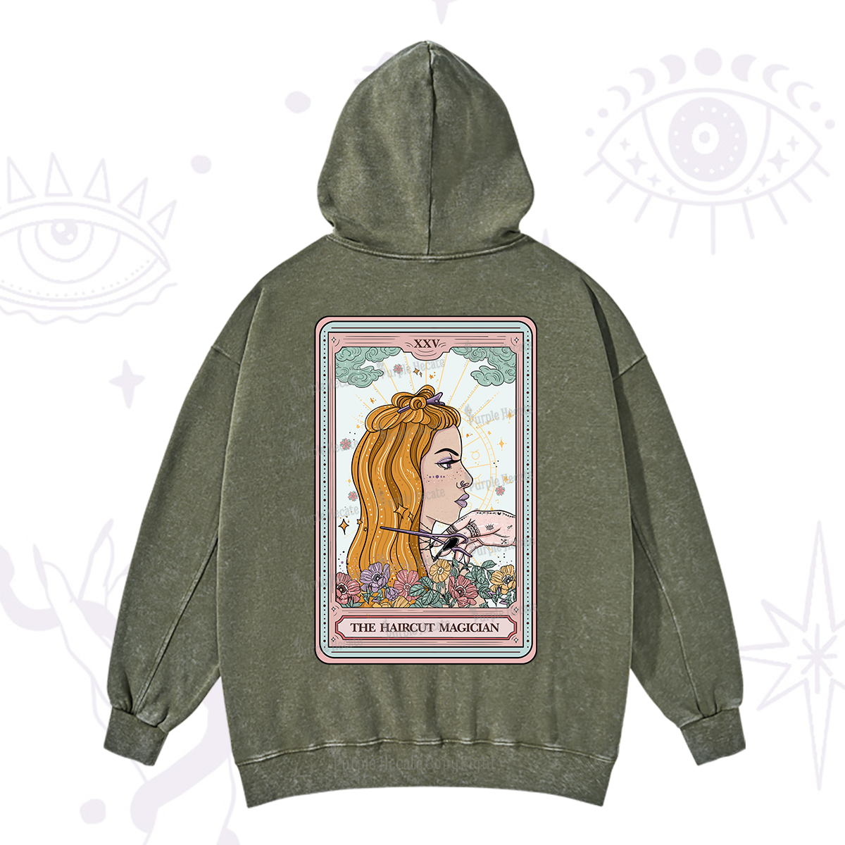 Purplehecate The Haircut Magician Tarot Washed Hoodie