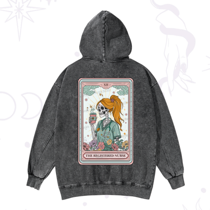 Purplehecate The Registered Nurse Skeleton Tarot Washed Hoodie
