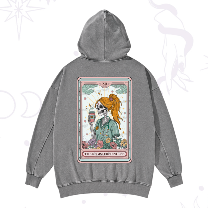 Purplehecate The Registered Nurse Skeleton Tarot Washed Hoodie
