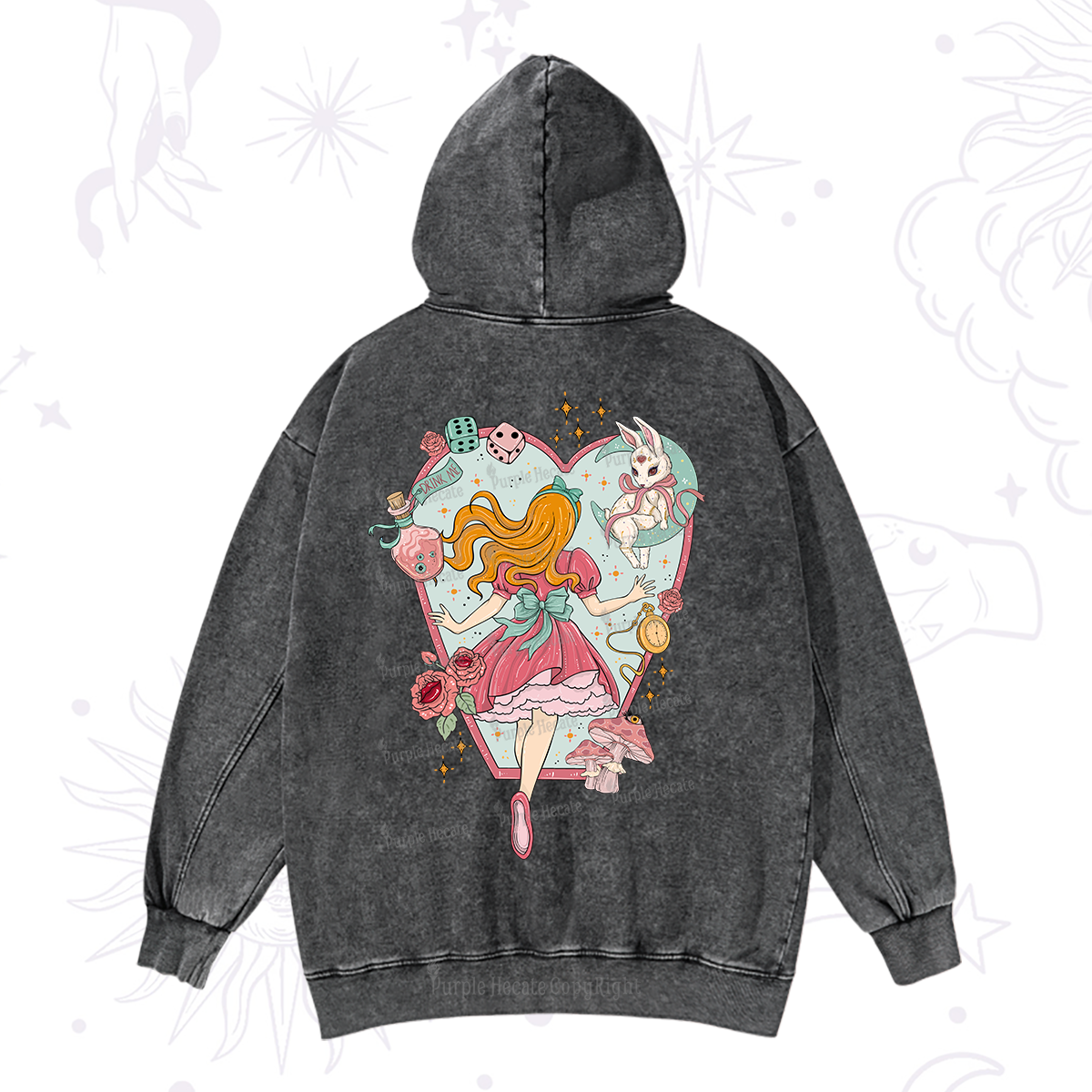 Purplehecate Alice's Secret Garden Washed Hoodie