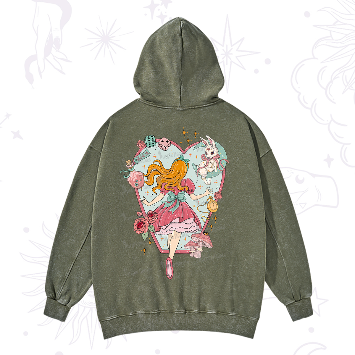 Purplehecate Alice's Secret Garden Washed Hoodie