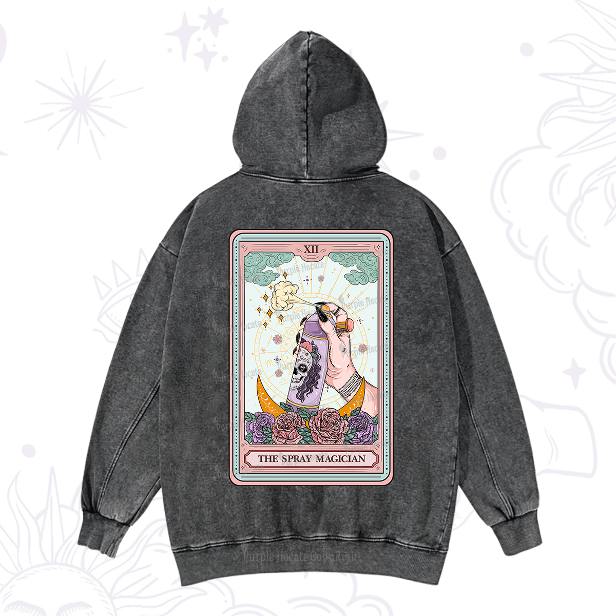 Purplehecate The Spray Magician Tarot Card Washed Hoodie