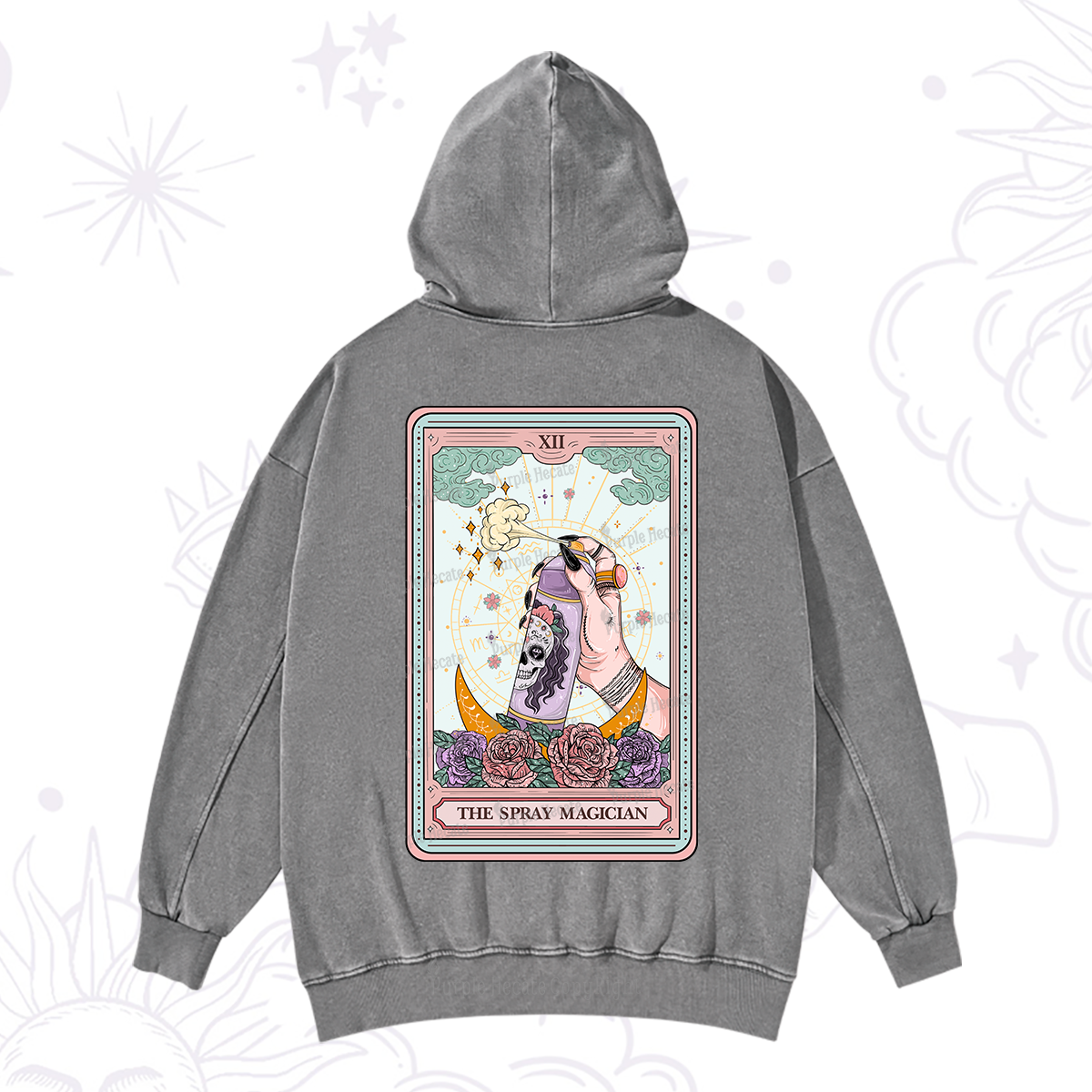 Purplehecate The Spray Magician Tarot Card Washed Hoodie