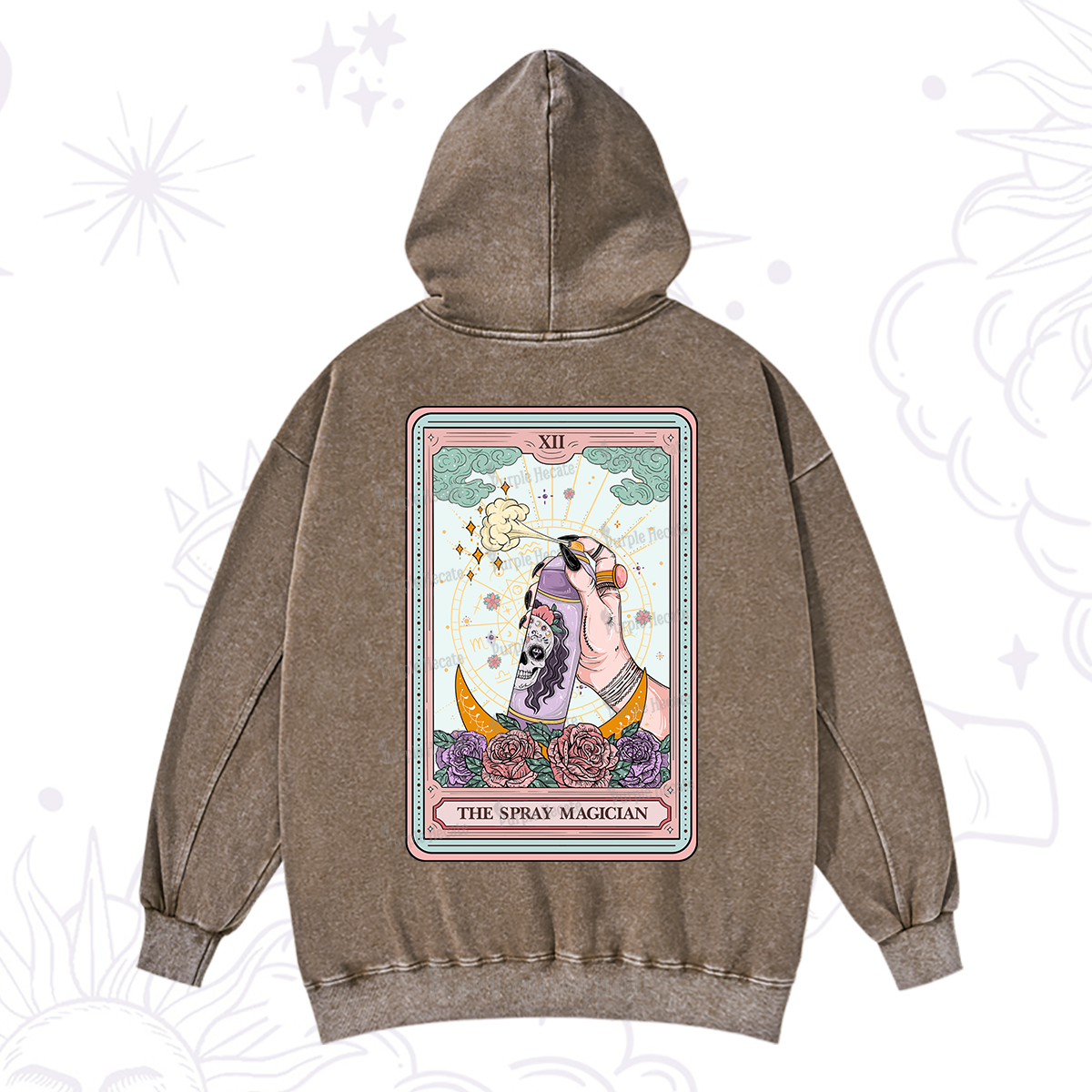 Purplehecate The Spray Magician Tarot Card Washed Hoodie