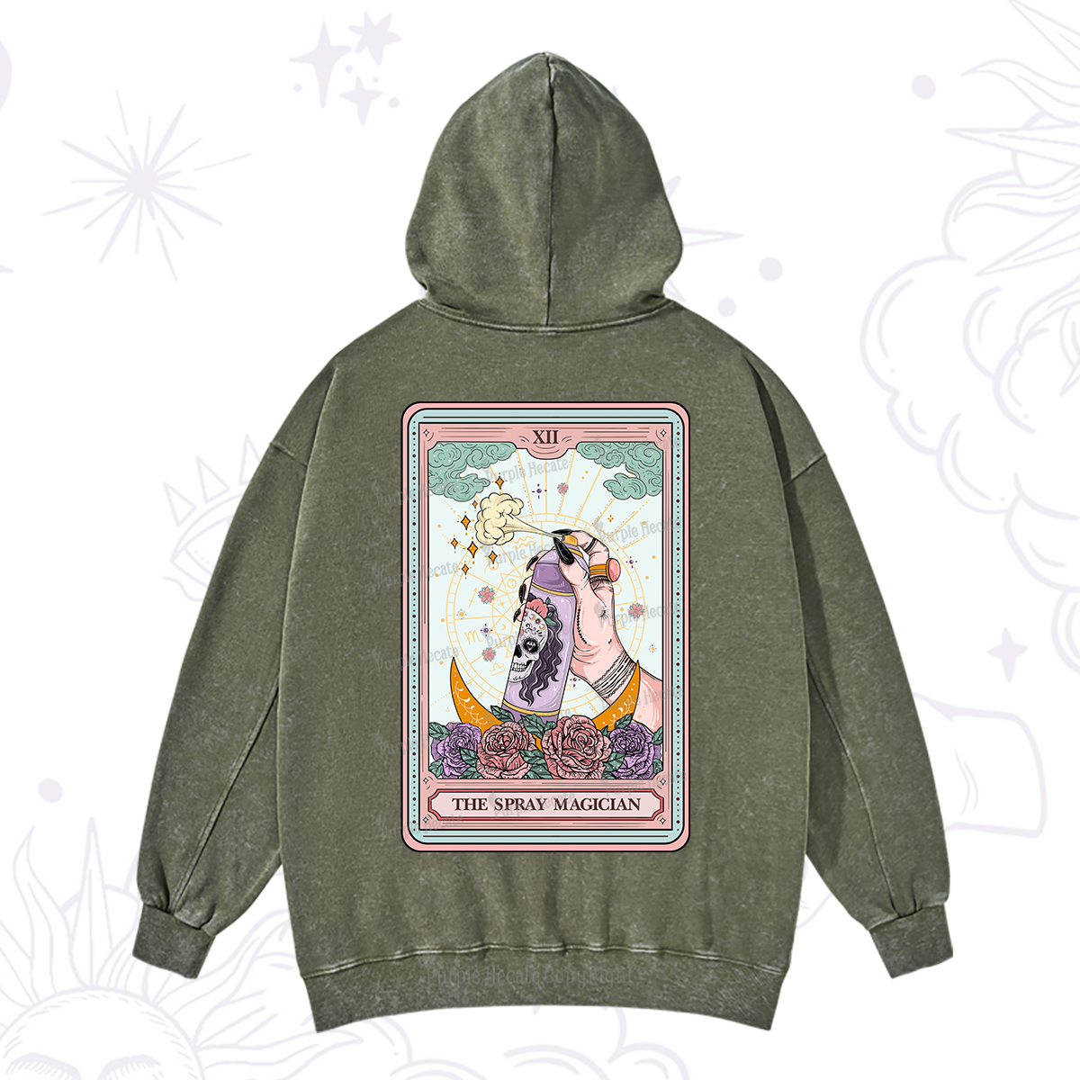 Purplehecate The Spray Magician Tarot Card Washed Hoodie