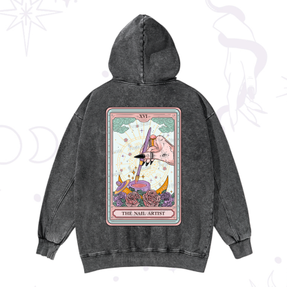 Purplehecate The Nail Artsit Tarot Card Washed Hoodie