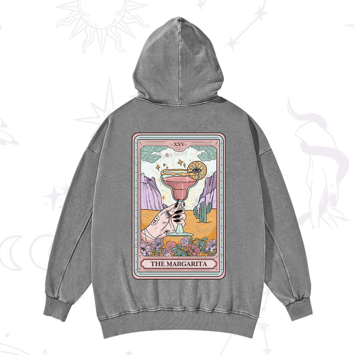 Purplehecate The Margarita Tarot Card Washed Hoodie