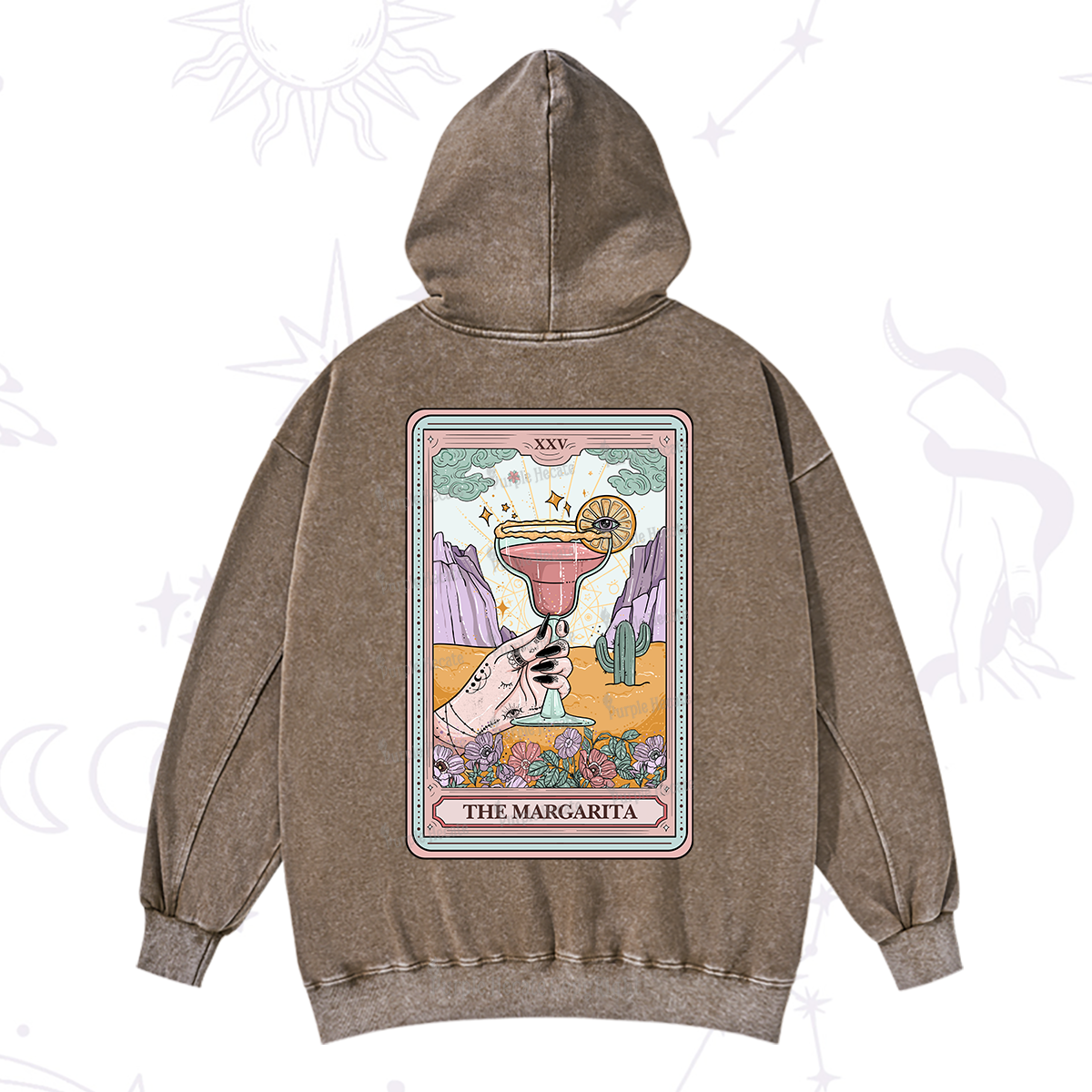 Purplehecate The Margarita Tarot Card Washed Hoodie