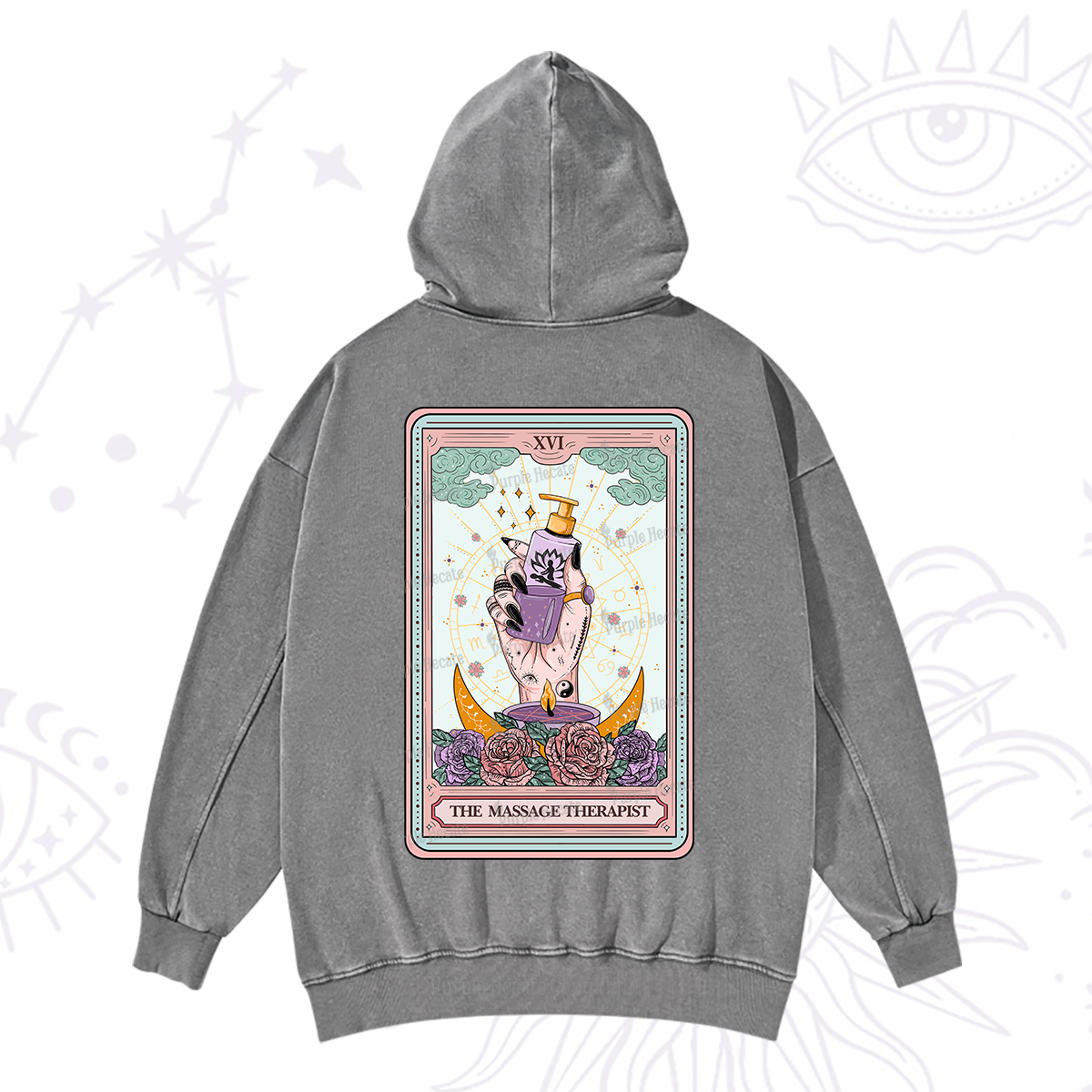 Purplehecate The Massage Therapist Tarot Card Washed Hoodie