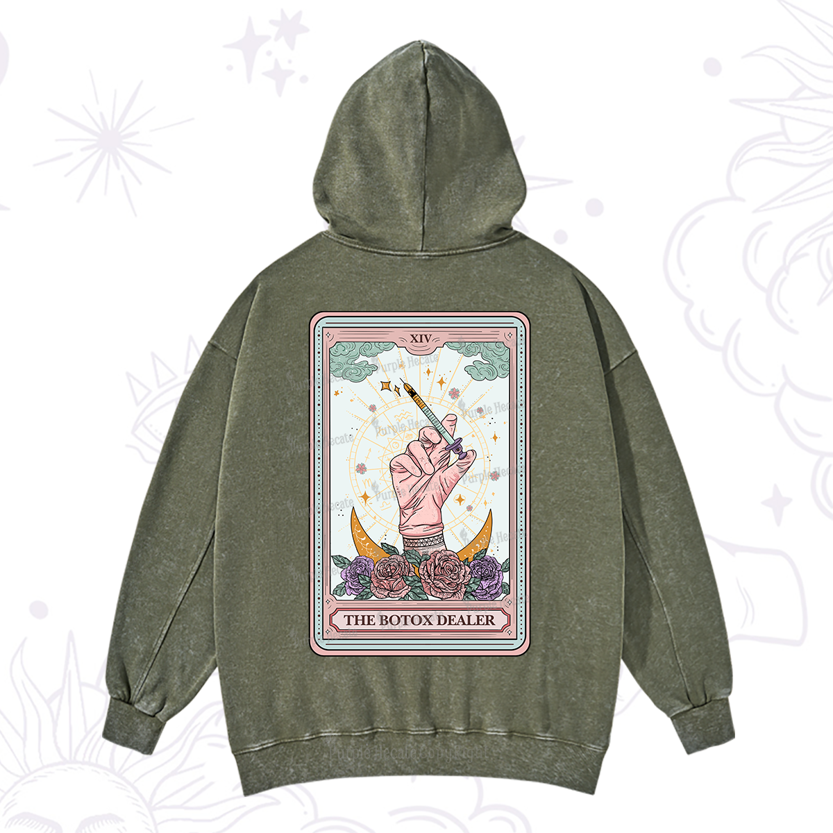 Purplehecate The Botox Dealer Tarot Card Washed Hoodie