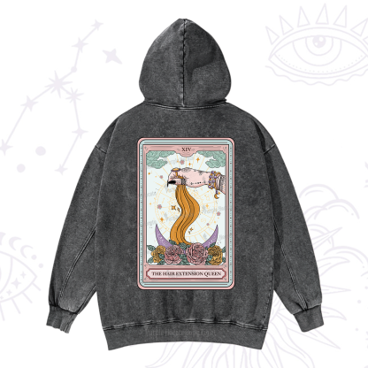 Purplehecate The Hair Extension Queen Tarot Card Washed Hoodie