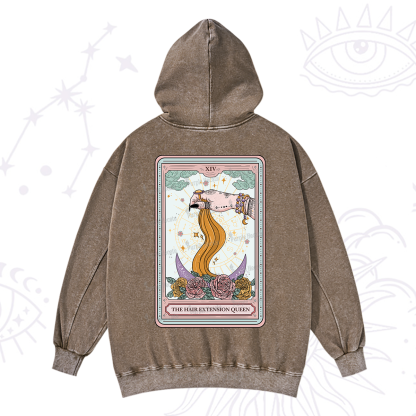 Purplehecate The Hair Extension Queen Tarot Card Washed Hoodie