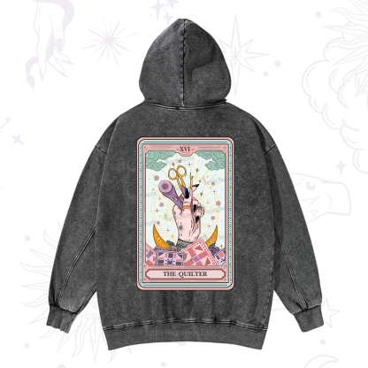 Purplehecate The Quilter Tarot Card Washed Hoodie
