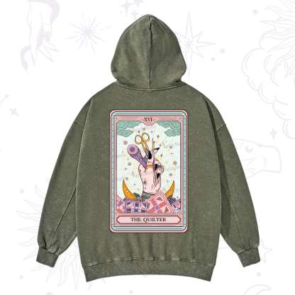 Purplehecate The Quilter Tarot Card Washed Hoodie