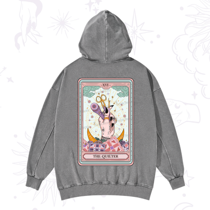 Purplehecate The Quilter Tarot Card Washed Hoodie