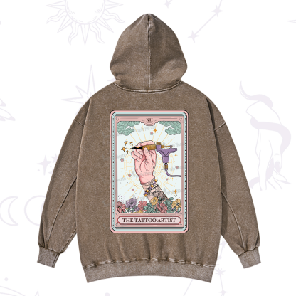 Purplehecate The Tattoo Artist Tarot Card Washed Hoodie