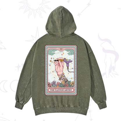 Purplehecate The Tattoo Artist Tarot Card Washed Hoodie