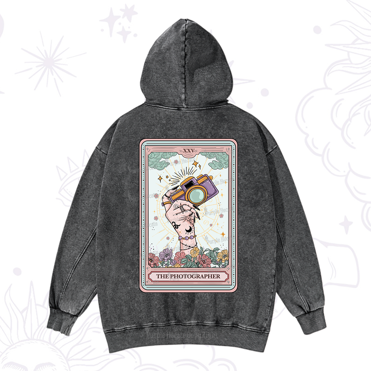 Purplehecate The Photographer Tarot Card Washed Hoodie