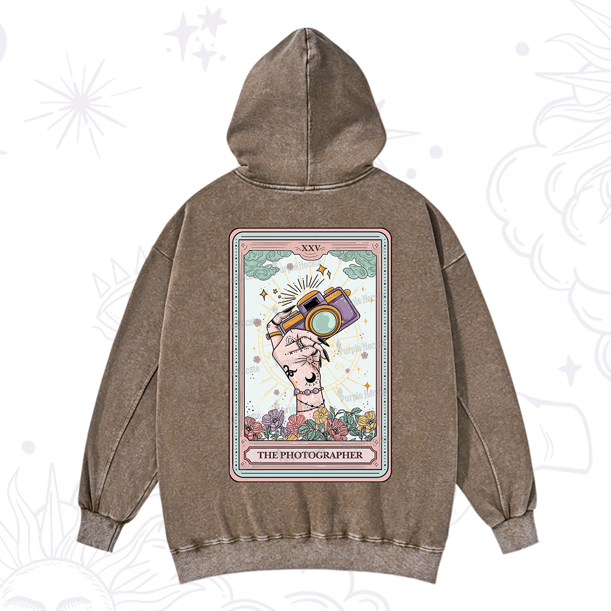 Purplehecate The Photographer Tarot Card Washed Hoodie